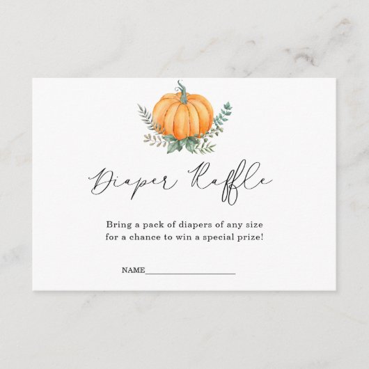 Herfst Pompoen Groene Luier Raffle Baby shower Informatiekaartje (Voorkant)