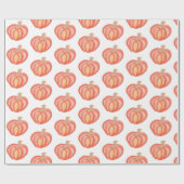 Herfst Pompoen Handgeschilderd Oranje Cadeaupapier (Vlak)