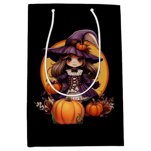 Herfst pompoen heks medium cadeauzakje (Voorkant)
