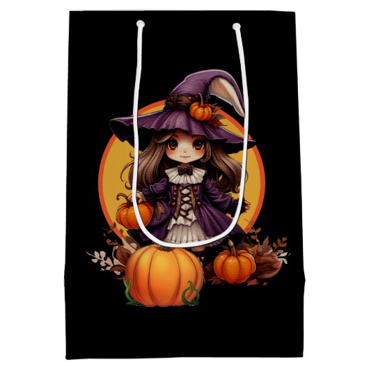 Herfst pompoen heks medium cadeauzakje (Achterkant)