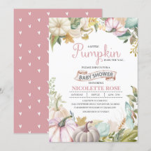 Herfst Pompoen Herfst Baby shower Invitation Girl