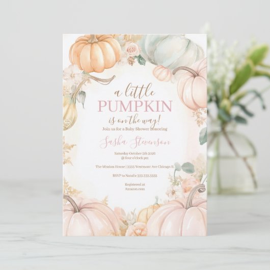 Herfst pompoen herfst baby shower kaart (Staand voorkant)