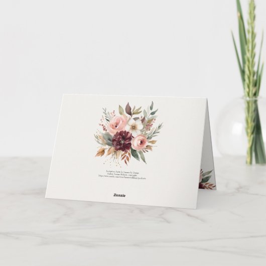 Herfst Pompoen Herfst Blad Roze Bloemen Dank u Kaart (Achterkant)