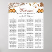 Herfst pompoen herfst bruiloft alfabetische zitpla poster (Voorkant)