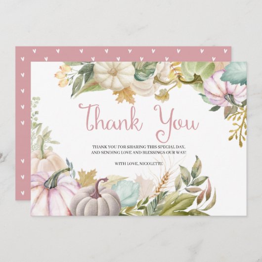 Herfst Pompoen Herfst Dank Je Kaart (Voorkant / Achterkant)