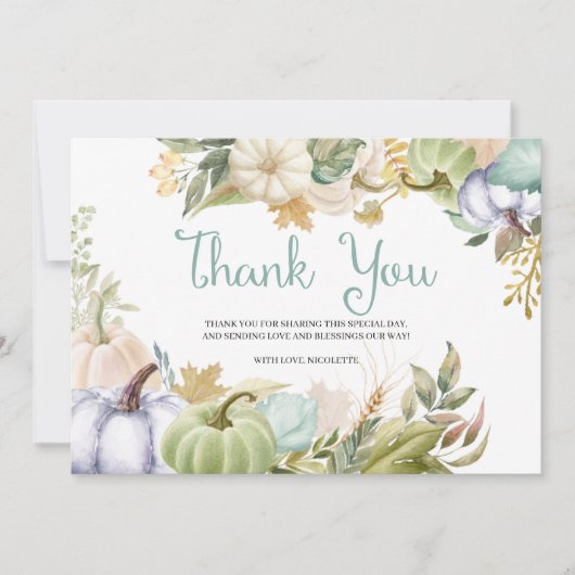 Herfst Pompoen Herfst Dankkaart Bedankkaart (Voorkant)