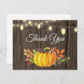 Herfst Pompoen Herfst Dankkaart met rustieke uitst Bedankkaart (Voorkant / Achterkant)