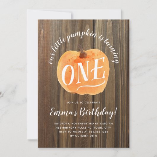 Herfst Pompoen Herfst Eerste Verjaardag Rustiek Ho Kaart (Voorkant)