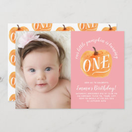 Herfst Pompoen Herfst Eerste Verjaardag Uitnodigin Kaart