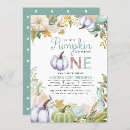 Herfst Pompoen Herfst Eerste Verjaardag Uitnodigin Kaart