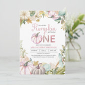 Herfst Pompoen Herfst Eerste Verjaardag Uitnodigin Kaart (Staand voorkant)
