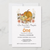 Herfst pompoen herfst eerste verjaardagsfeestje kaart (Voorkant)