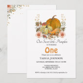 Herfst pompoen herfst eerste verjaardagsfeestje kaart (Voorkant / Achterkant)