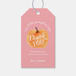 Herfst pompoen herfst rustiek dank u roze cadeaulabel