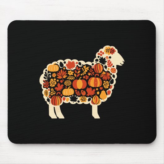 Herfst Pompoen Herfst Schaap Thanksgiving Vrouwen Muismat (Voorkant)