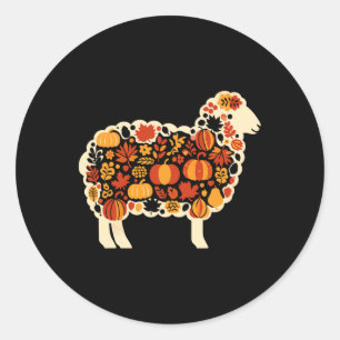 Herfst Pompoen Herfst Schaap Thanksgiving Vrouwen Ronde Sticker