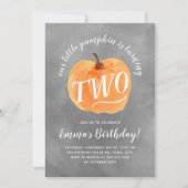 Herfst Pompoen Herfst Tweede Verjaardag Krijt Text Kaart (Voorkant)