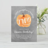 Herfst Pompoen Herfst Tweede Verjaardag Krijt Text Kaart (Staand voorkant)