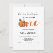 Herfst pompoen herfst Twins eerste verjaardagsfees Kaart (Voorkant)