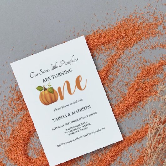 Herfst pompoen herfst Twins eerste verjaardagsfees Kaart