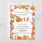 Herfst pompoen herfst Twins eerste verjaardagsfees Kaart (Voorkant)