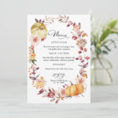 Herfst Pompoen Herfst Vrijgezellenfeest Menu voor  Kaart (Staand voorkant)