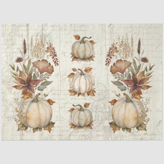 Herfst pompoen herfstbladeren bloemenhout decoupag tissuepapier (Voorkant)
