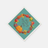 Herfst pompoen herfstbladkrans blauwgroen sinaasap servet (Hoek)