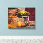Herfst - Pompoen - Herfstvoorbereidingen Canvas Afdruk (Insitu (Houten vloer))