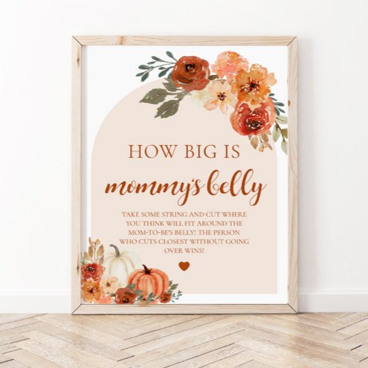 Herfst pompoen Hoe groot is haar buik Baby shower Poster