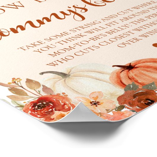 Herfst pompoen Hoe groot is haar buik Baby shower  Poster (Hoek)