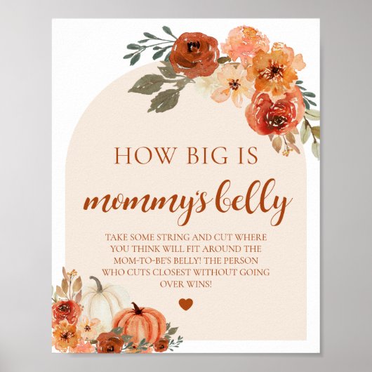 Herfst pompoen Hoe groot is haar buik Baby shower Poster (Voorkant)