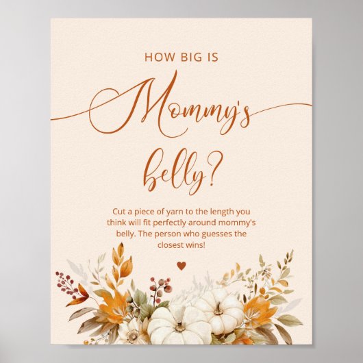 Herfst pompoen Hoe groot is mama's buik spel Poster (Voorkant)