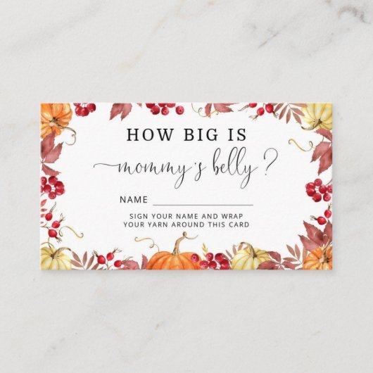 Herfst pompoen hoe groot mama's buikomheining is informatiekaartje (Voorkant)