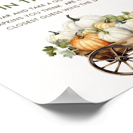 Herfst pompoen hoeveel pompoenen Baby shower spel Poster (Hoek)