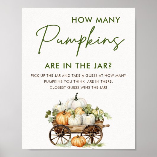 Herfst pompoen hoeveel pompoenen Baby shower spel Poster (Voorkant)