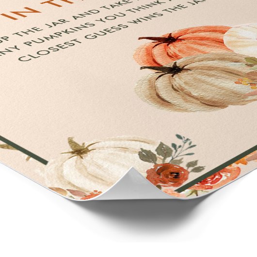 Herfst pompoen hoeveel pompoenen Baby shower spel Poster (Hoek)