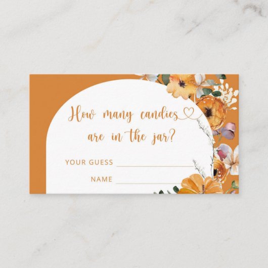 Herfst pompoen hoeveel snoepjes informatiekaartje (Voorkant)