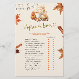 Herfst Pompoen Hogere of Lagere Spellen Kaart