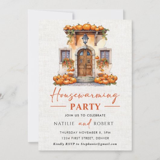 Herfst Pompoen Housewarming Party Kaart (Voorkant)