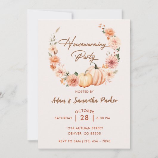 Herfst Pompoen Housewarming Party Uitnodiging (Voorkant)