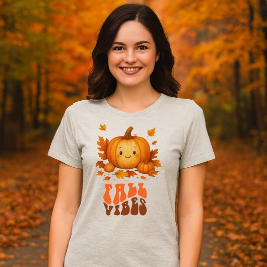 Herfst pompoen illustratie & Herfst Vibes script Tri-Blend Shirt