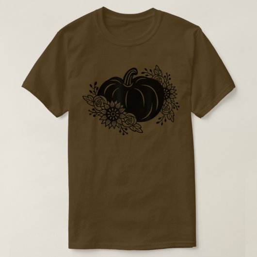 Herfst pompoen in de herfst met bloemen t-shirt (Design voorkant)