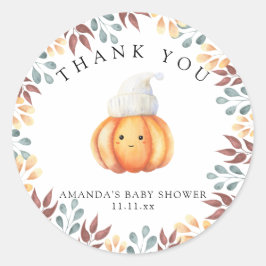 Herfst pompoen in pet - Dank u Ronde Sticker