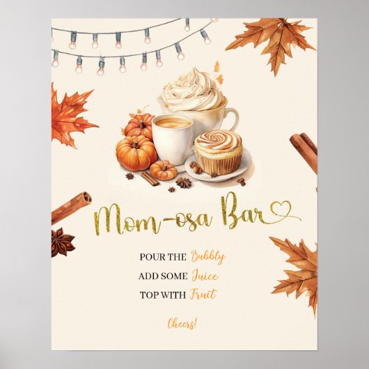 Herfst pompoen is het brouwen van koffie Baby show Poster (Voorkant)