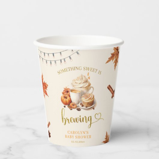 Herfst pompoen is het brouwen van koffie Douche Pa Papieren Bekers (Voorkant)