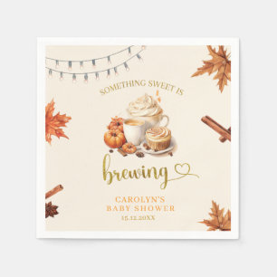 Herfst pompoen is het brouwen van koffie laat papi servet