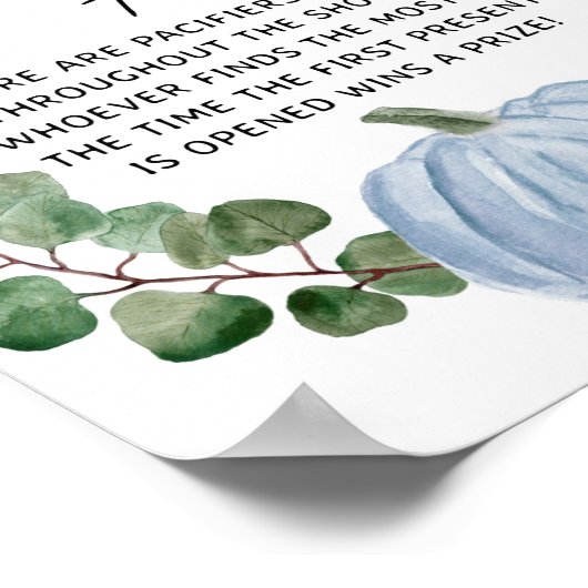 Herfst Pompoen Jongen Baby Shower Fopspeen Jacht S Poster (Hoek)