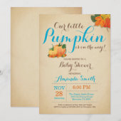 Herfst pompoen jongen Baby shower uitnodiging (Voorkant / Achterkant)