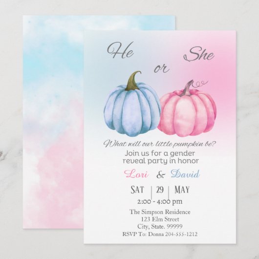 Herfst pompoen kaart (Voorkant / Achterkant)